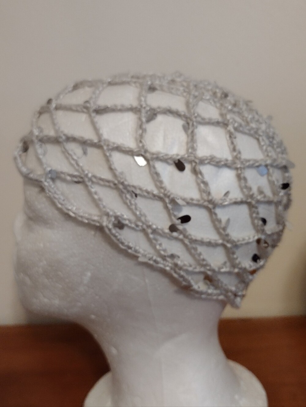 Handmade Crocheted Decorative Headpiece/ Mesh Hat